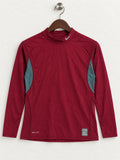 Men's Nike Pro Combat Dri-FIT Maroon Mock-Neck Long-Sleeve Top – Size L