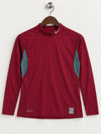 Men's Nike Pro Combat Dri-FIT Maroon Mock-Neck Long-Sleeve Top – Size L