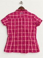 Women's Tommy Jeans Pink Plaid Short-Sleeve Button-Up Shirt – Size L