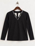 Women's Nike Dri-FIT Black Long-Sleeve Open-Back Top – Size M