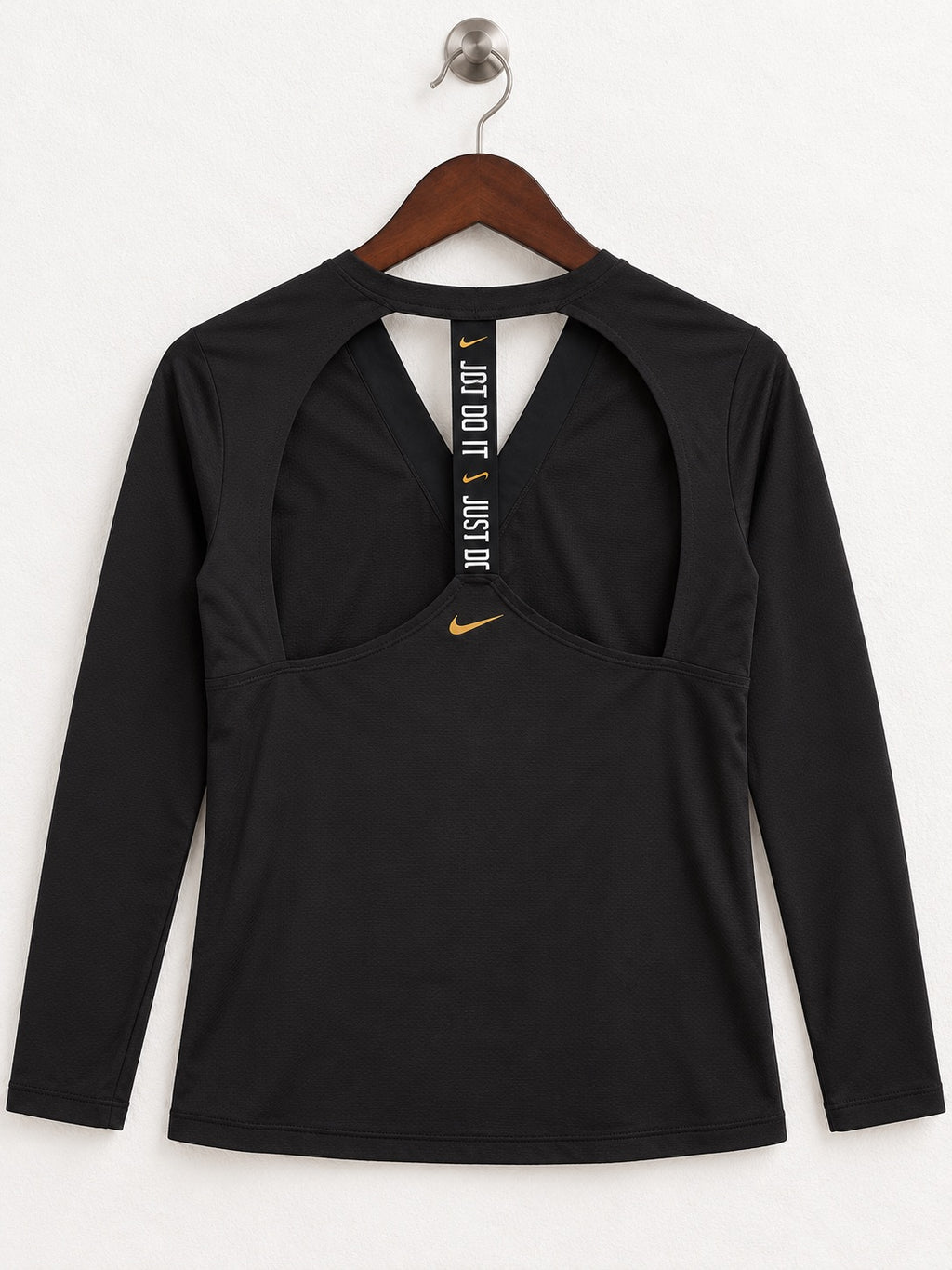 Women's Nike Dri-FIT Black Long-Sleeve Open-Back Top – Size M