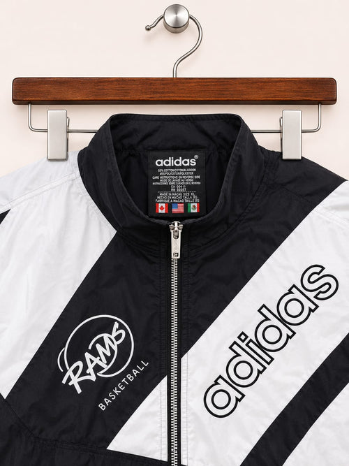 Adidas Men's Black and White Vintage Rams Basketball Full-Zip Track Jacket