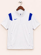 Nike Men's White and Blue Short-Sleeve Athletic Training Windbreaker Jacket