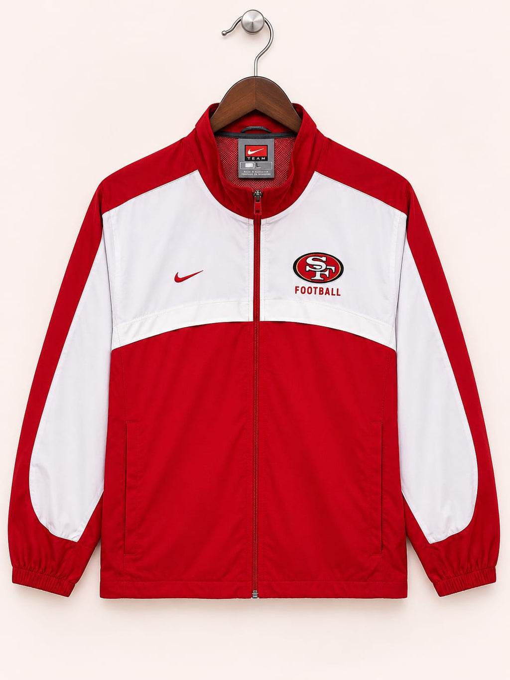Nike Team Men's Red and White San Francisco 49ers Football Full-Zip Track Jacket