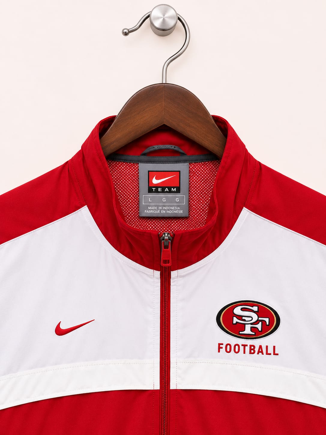 Nike Team Men's Red and White San Francisco 49ers Football Full-Zip Track Jacket