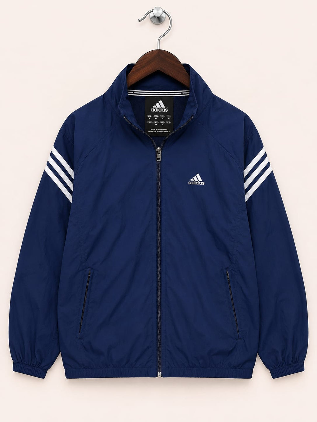 Adidas Men's Navy Blue Full-Zip Athletic Track Jacket