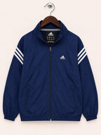 Adidas Men's Navy Blue Full-Zip Athletic Track Jacket