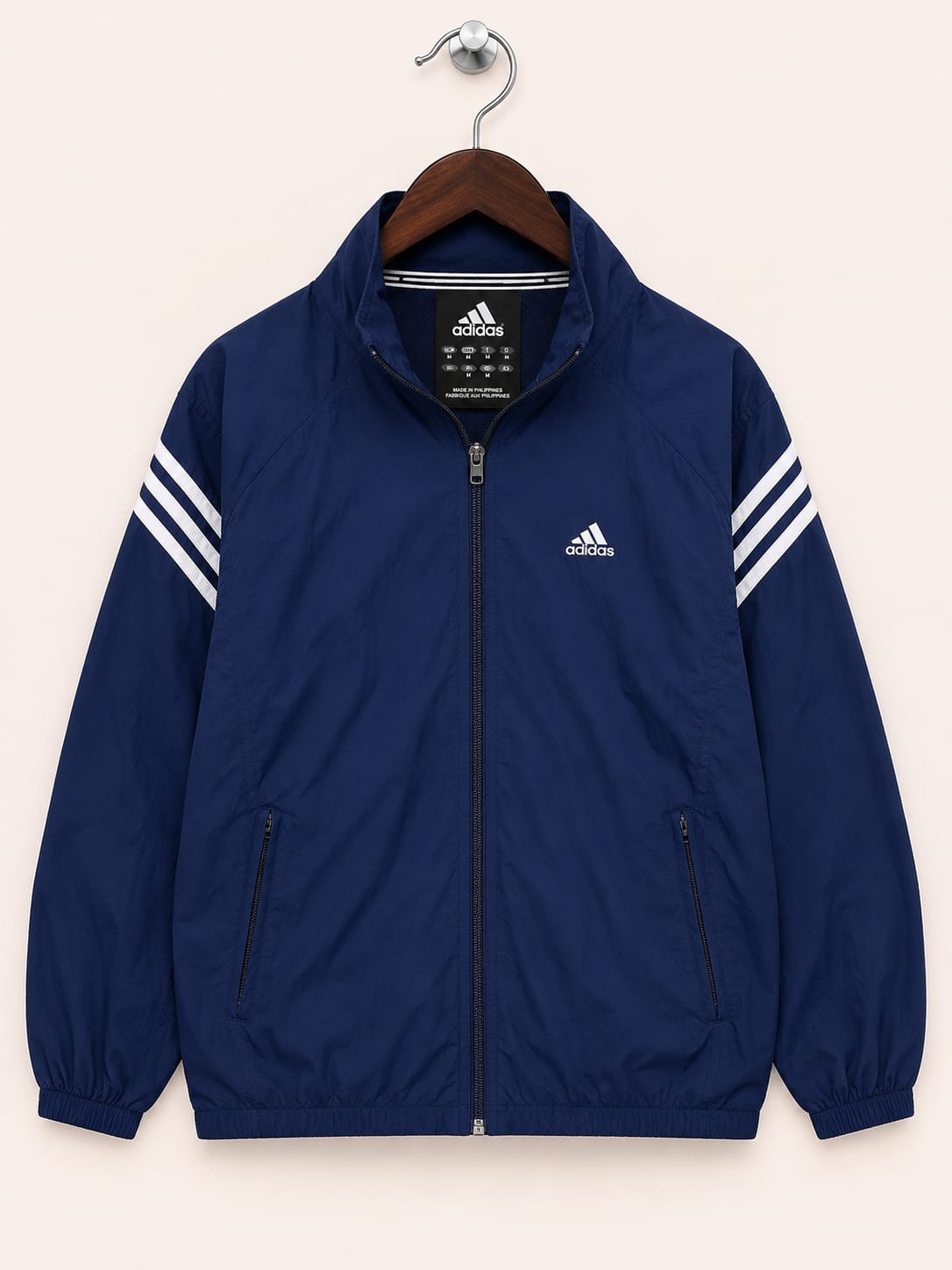 Adidas Men's Navy Blue Full-Zip Athletic Track Jacket