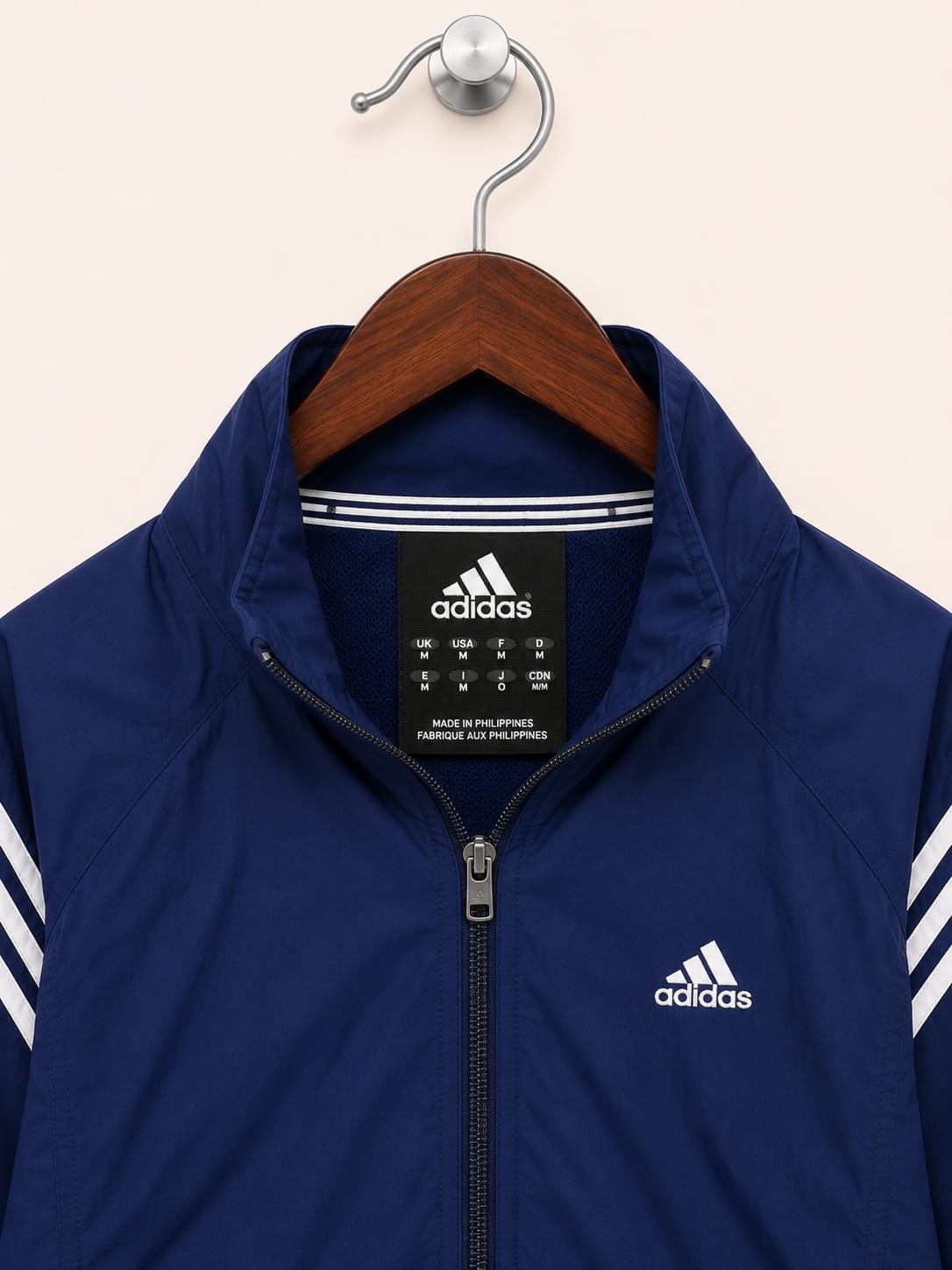 Adidas Men's Navy Blue Full-Zip Athletic Track Jacket