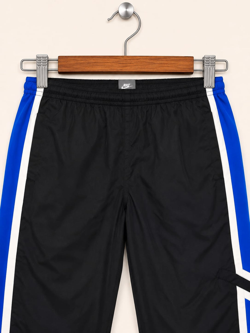 Nike Men's Black with Blue and White Side Stripes Athletic Track Pants