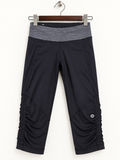Lululemon Women's Black and Grey Heathered Waistband Athletic Crop Leggings