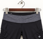 Lululemon Women's Black and Grey Heathered Waistband Athletic Crop Leggings