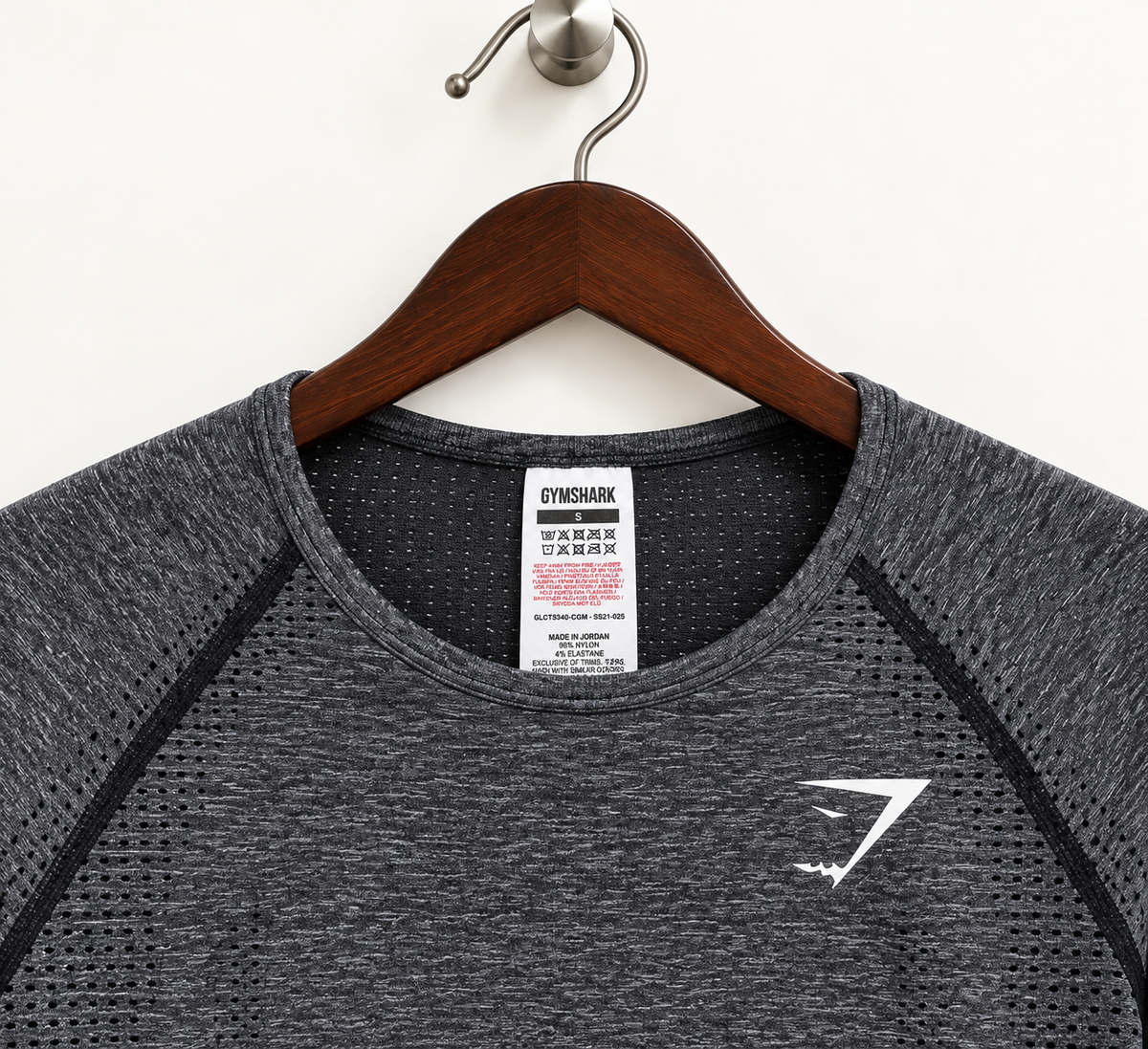Gymshark Women's Charcoal Grey Marl Seamless Long Sleeve Crop Top