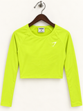 Gymshark Women's Neon Yellow Active Seamless Long Sleeve Crop Top