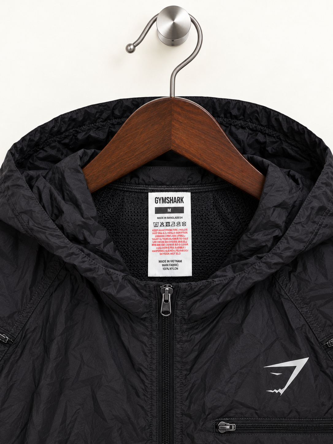 Gymshark Women's Black Lightweight Hooded Athletic Windbreaker Jacket
