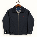 Ralph Lauren Men's Classic Fit Black Full-Zip Casual Jacket with Contrast Collar