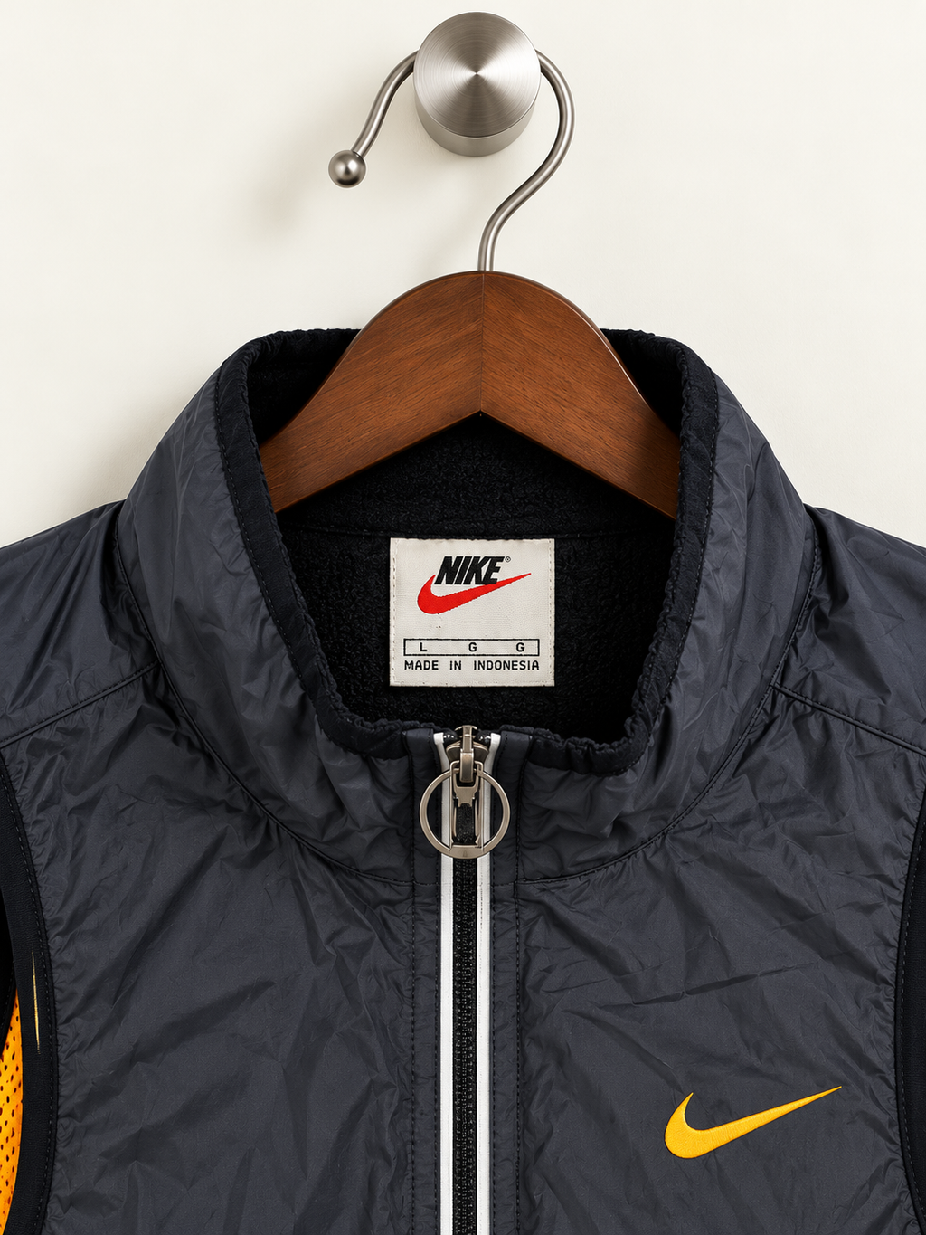 Nike Men's Vintage Charcoal Grey & Orange Sleeveless Running Vest Jacket