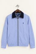 Ralph Lauren Men's Light Blue Full-Zip Casual Jacket with Contrast Collar (Little Damaged)