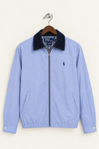 Ralph Lauren Men's Light Blue Full-Zip Casual Jacket with Contrast Collar (Little Damaged)