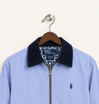Ralph Lauren Men's Light Blue Full-Zip Casual Jacket with Contrast Collar (Little Damaged)
