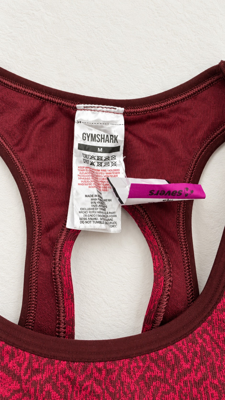 Women's Gymshark Burgundy Red Printed Lace-Up Tank Top – Size M