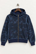 lululemon Navy Blue Camo Full-Zip Hooded Jacket