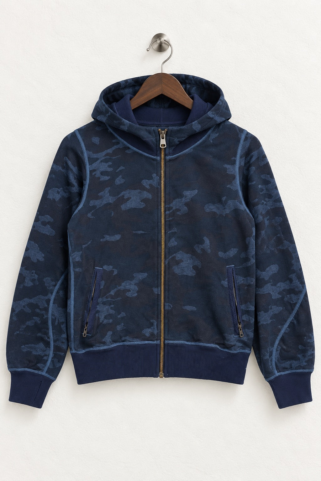 lululemon Navy Blue Camo Full-Zip Hooded Jacket