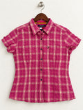 Women's Tommy Jeans Pink Plaid Short-Sleeve Button-Up Shirt – Size L