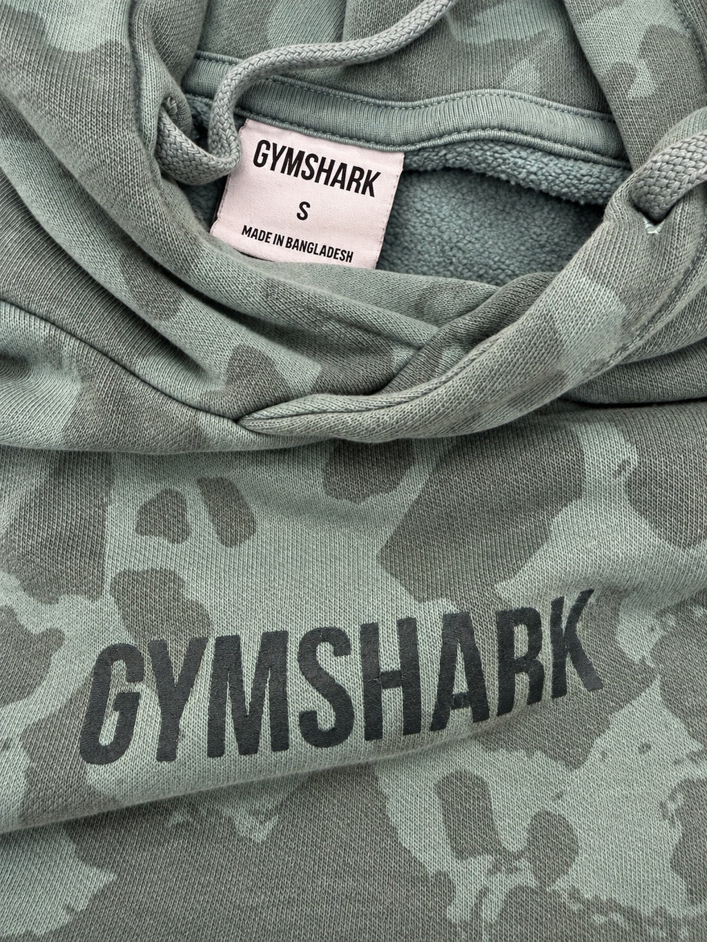 Gymshark Men's/Unisex Sage Green Camo Pullover Hoodie – Size S