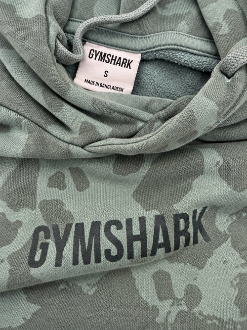 Gymshark Men's/Unisex Sage Green Camo Pullover Hoodie – Size S