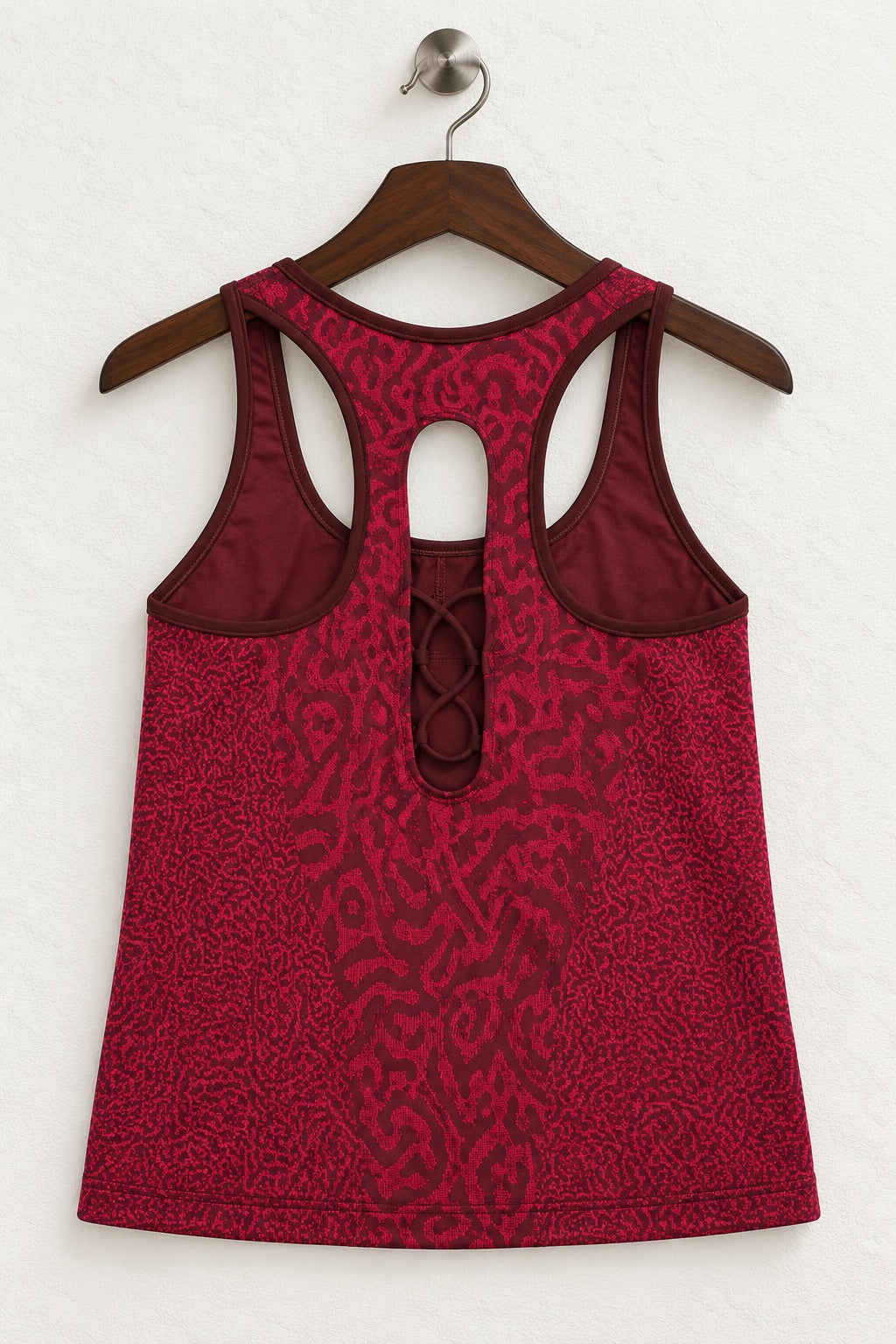 Women's Gymshark Burgundy Red Printed Lace-Up Tank Top – Size M
