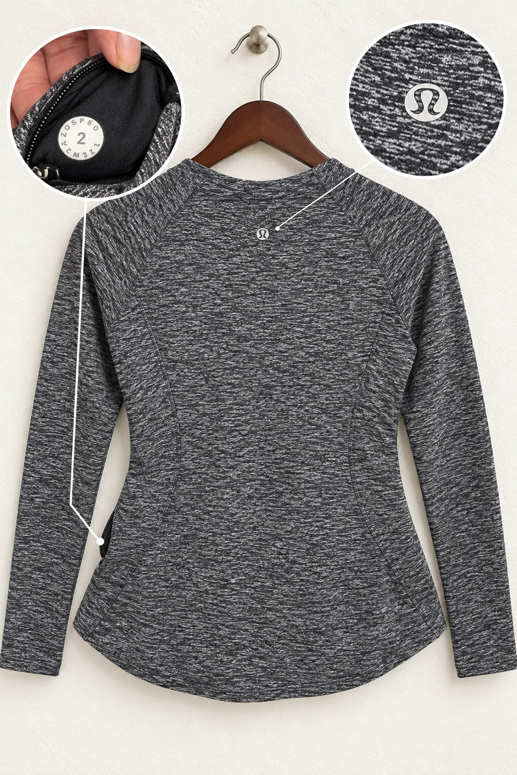 Women's lululemon Grey Space-Dye Long-Sleeve Running Top – Size 2