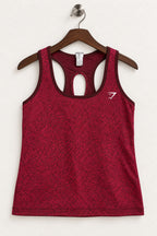 Women's Gymshark Burgundy Red Printed Lace-Up Tank Top – Size M