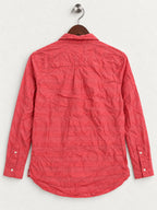 Women's Tommy Hilfiger Coral Long-Sleeve Boyfriend Fit Shirt – Size L