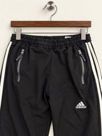 Adidas Men's Black 3-Stripe Zipper-Pocket Track Pants – Size M