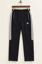 Adidas Men's Black 3-Stripe Zipper-Pocket Track Pants – Size M