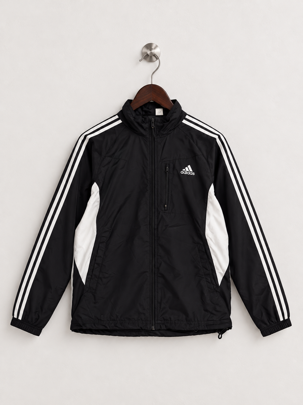 Mens Adidas Black & White 3-Stripe Track Jacket – Size S
