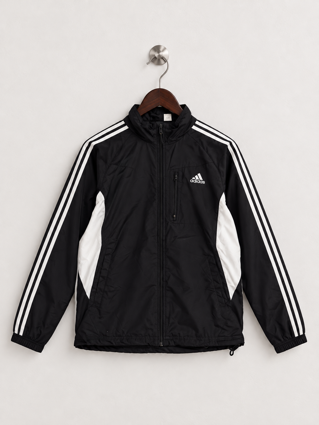Mens Adidas Black & White 3-Stripe Track Jacket – Size S
