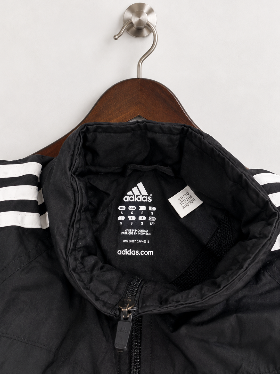 Mens Adidas Black & White 3-Stripe Track Jacket – Size S