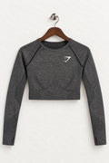 Women's Gymshark Charcoal Grey Seamless Long-Sleeve Crop Top