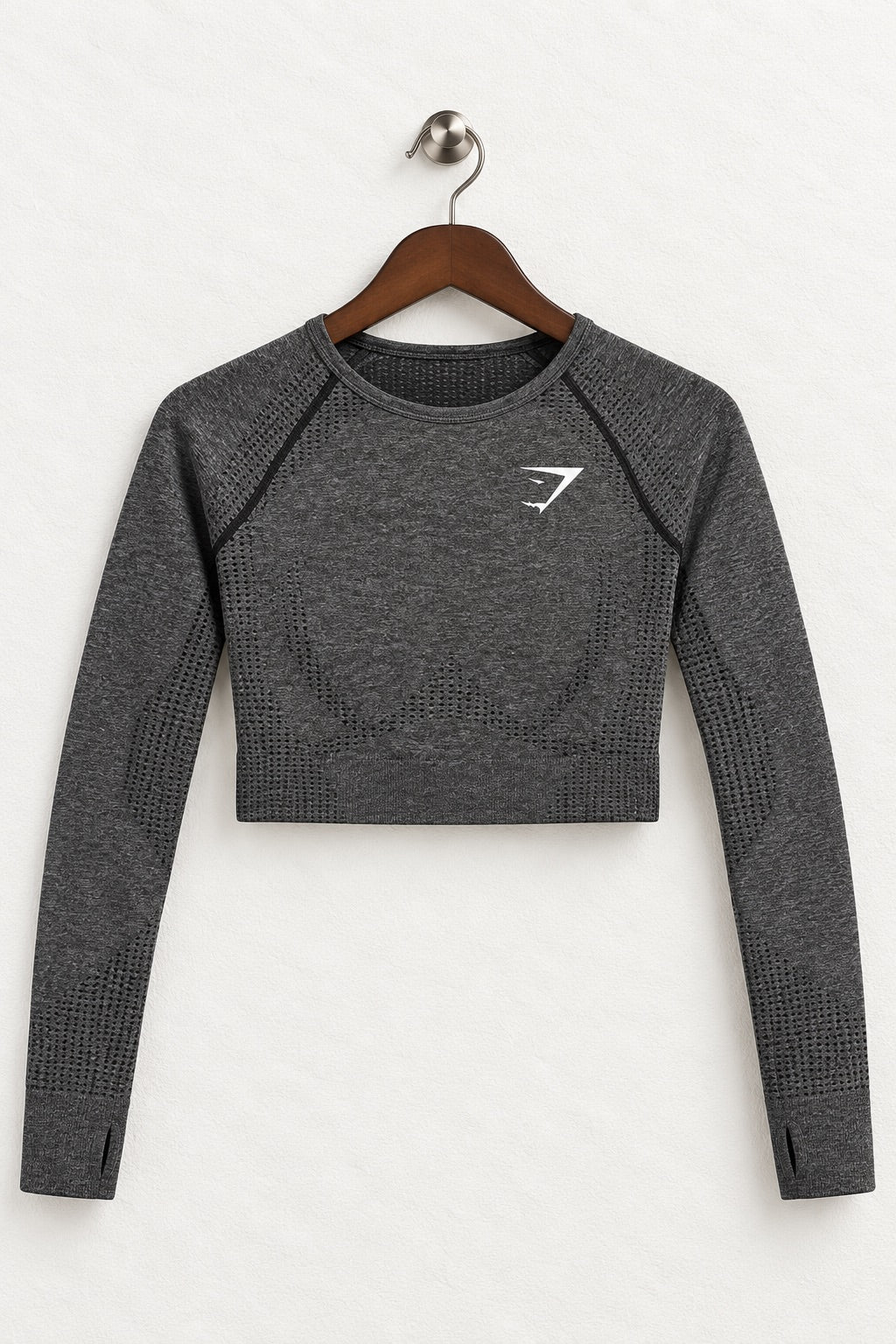 Women's Gymshark Charcoal Grey Seamless Long-Sleeve Crop Top