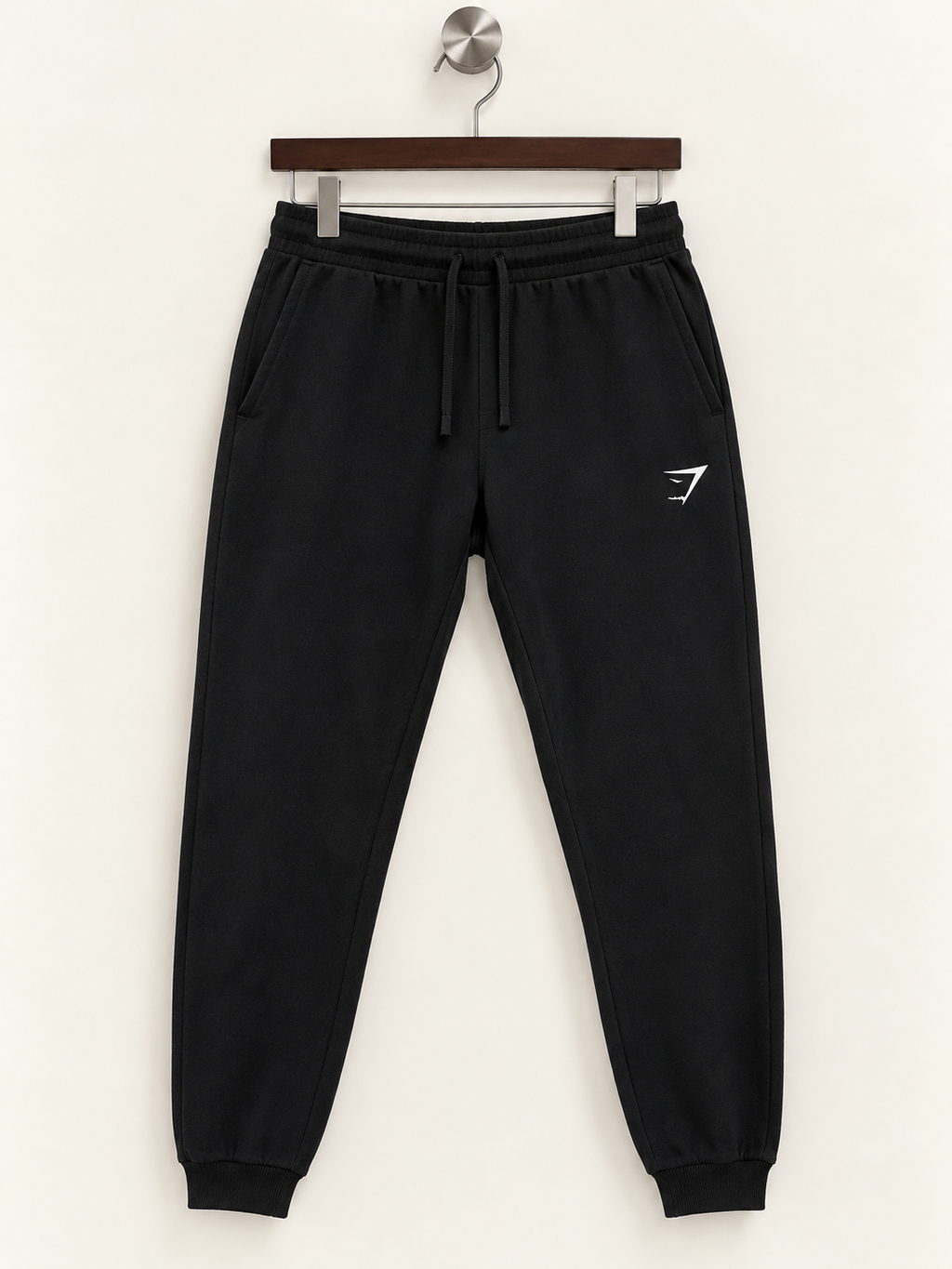 Gymshark Men's Black Cuffed Fleece Joggers – Size M