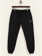 Gymshark Men's Black Cuffed Fleece Joggers – Size M