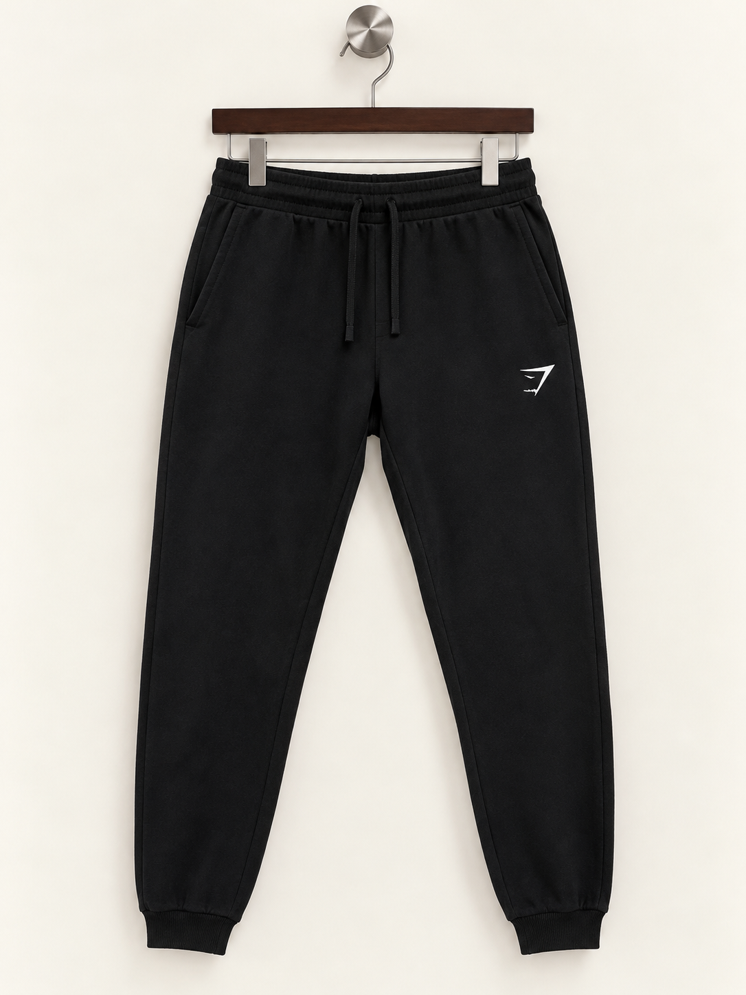 Gymshark Men's Black Cuffed Fleece Joggers – Size M