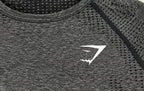 Gymshark charcoal grey seamless long sleeve crop top back