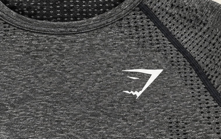 Gymshark charcoal grey seamless long sleeve crop top back