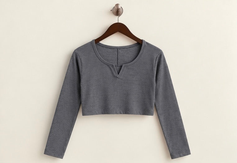 lululemon grey cropped long sleeve top back