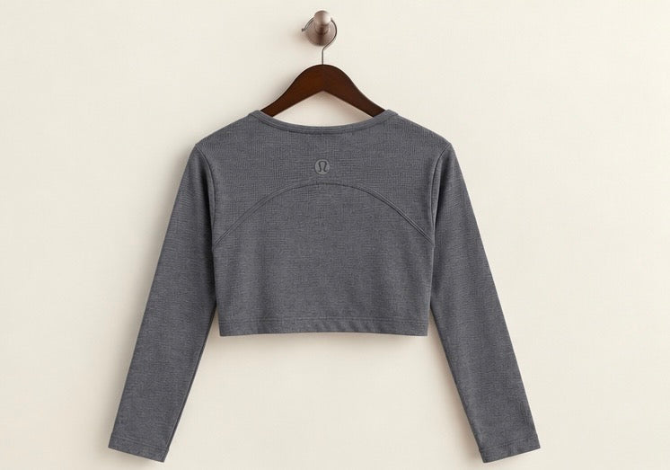 lululemon grey cropped long sleeve top front