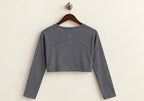 lululemon grey cropped long sleeve top front