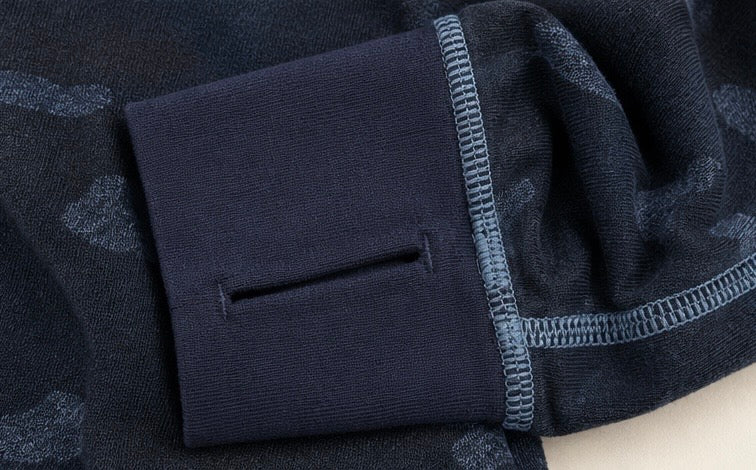 lululemon navy camouflage full zip hooded jacket cuff view